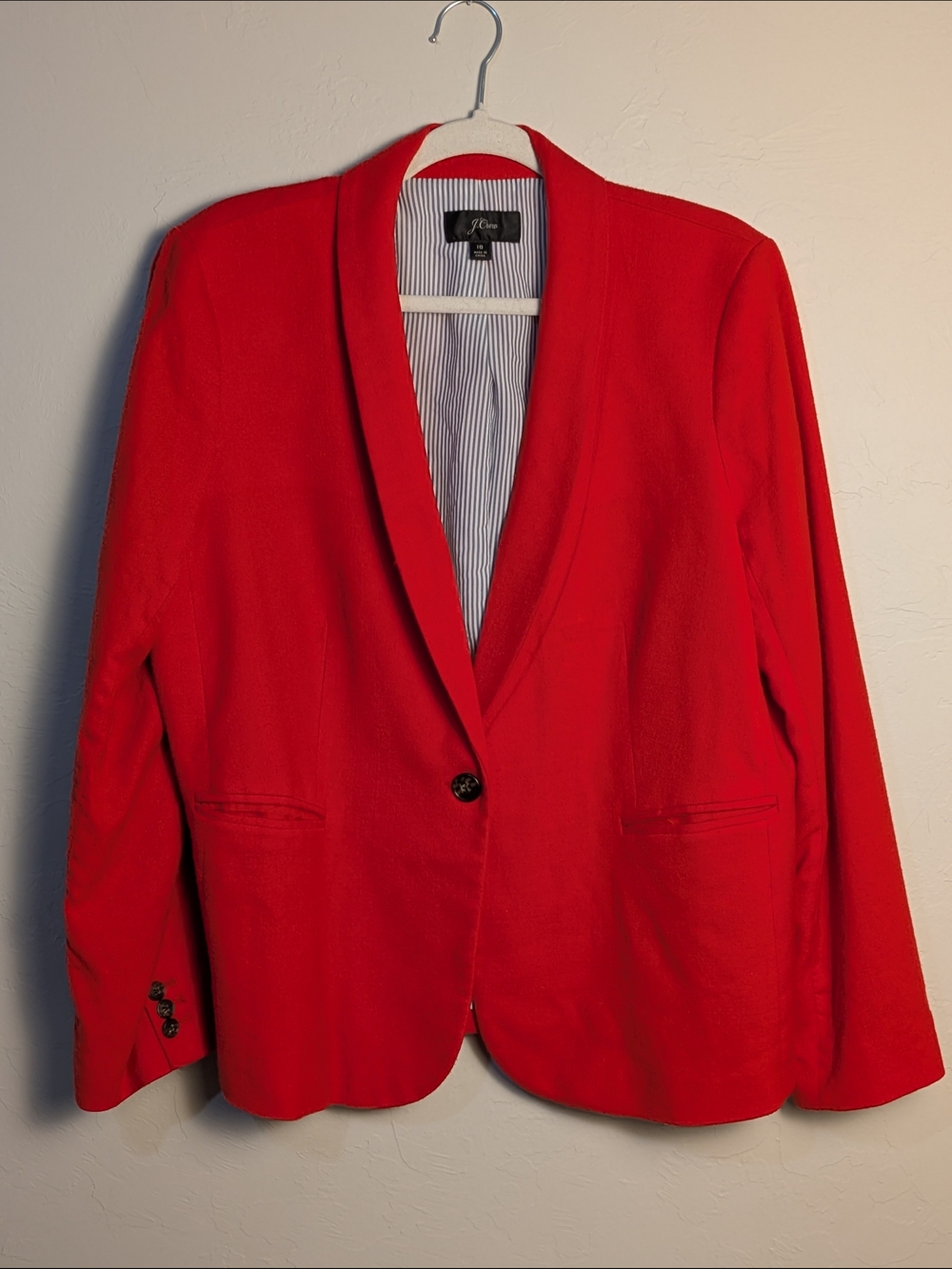 J. Crew Wool Parke Bright Red Shawl-Collar Single-Button Blazer Sz18 Preppy